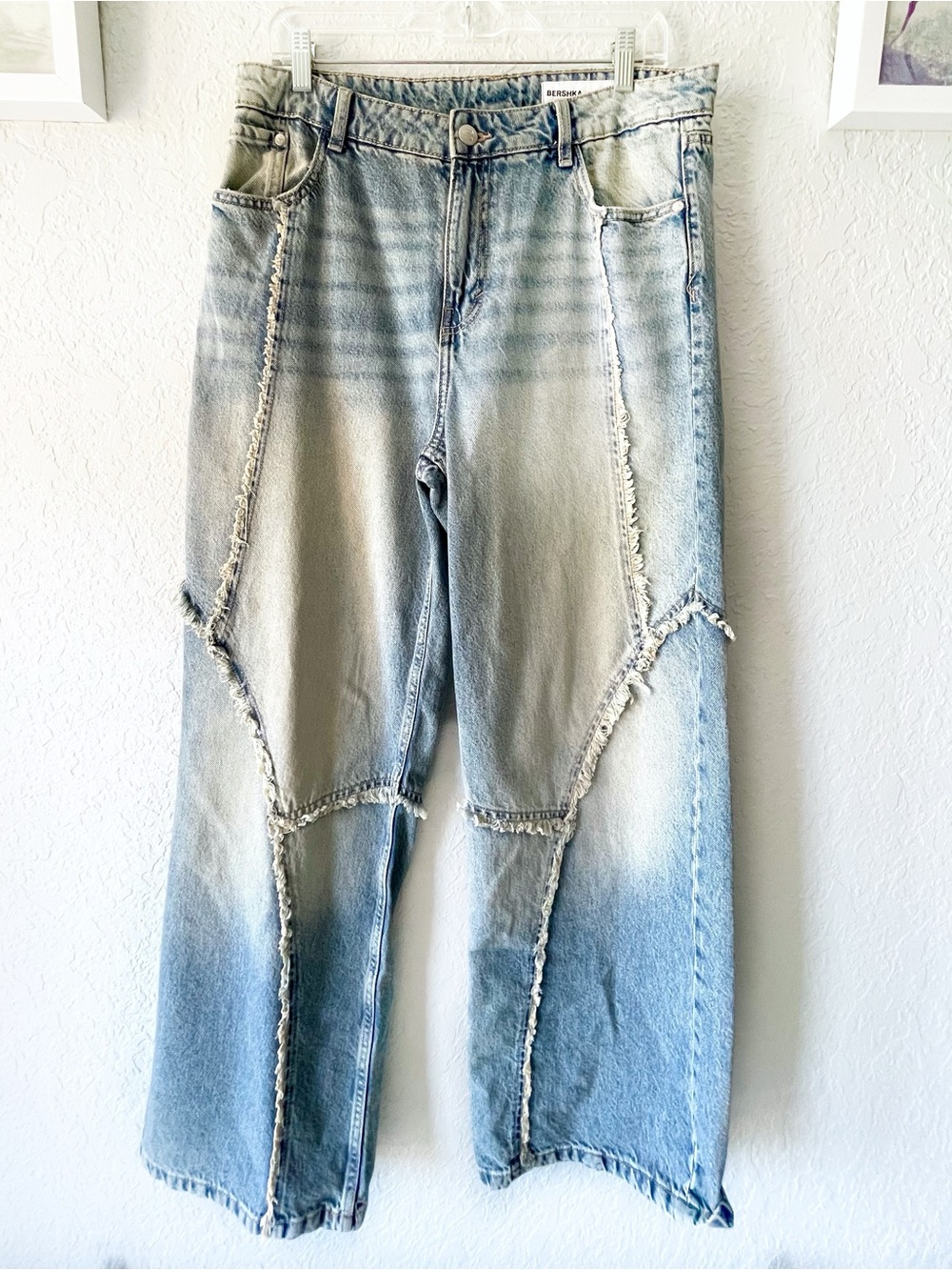Bershka Light Blue Denim Jeans with Contrast Stitching
